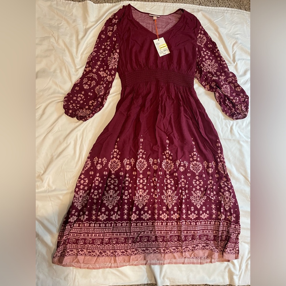 Women's Long Sleeve Smocked Maxi Dress - Knox Rose Purple Floral M